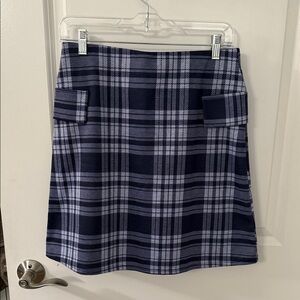 Gilli Navy and White Plaid Midi Skirt